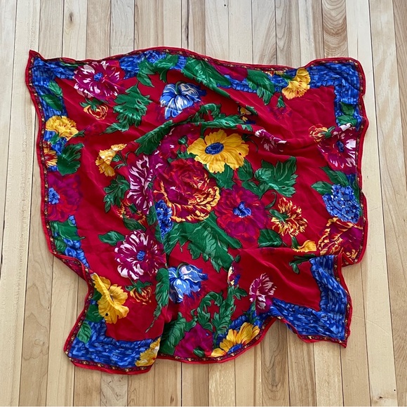 Liz Claiborne Accessories - Vintage Liz Claiborne Multicolor Floral Silk Scarf